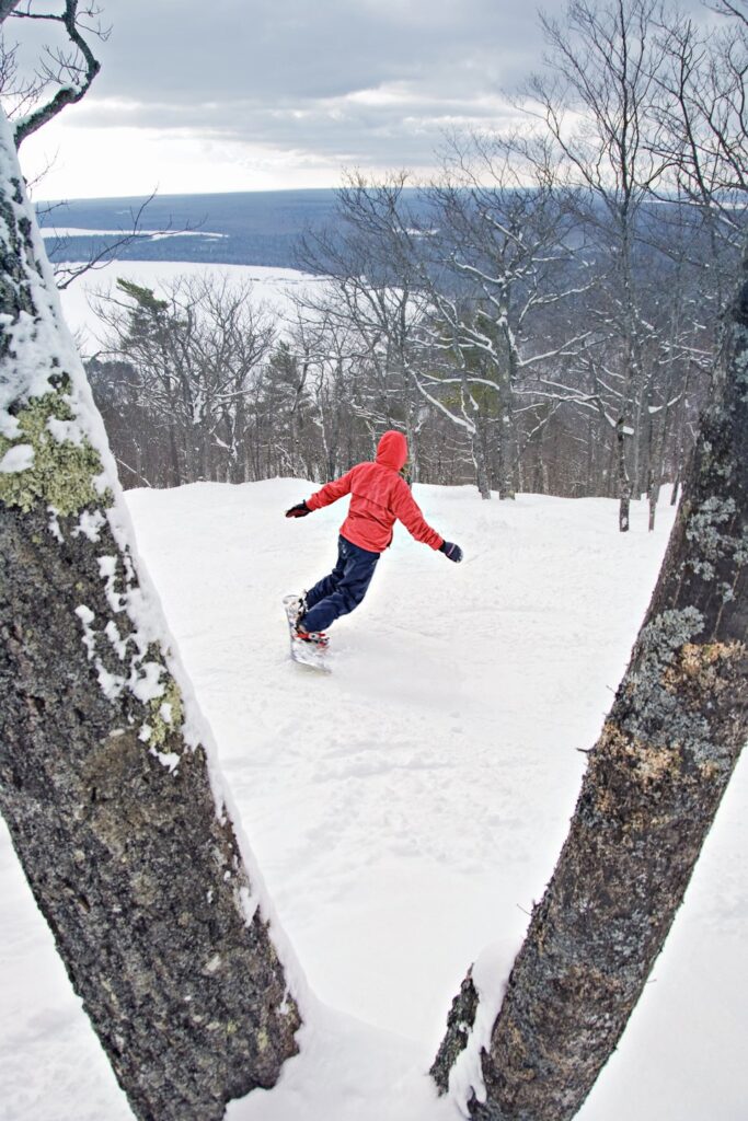Snow boarding on Mount Bohemia