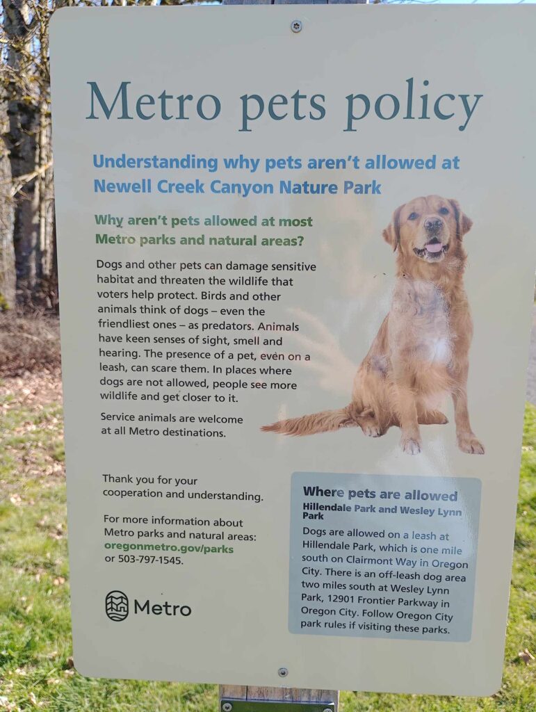 No pets at Newell Creek Canyon Nature Park